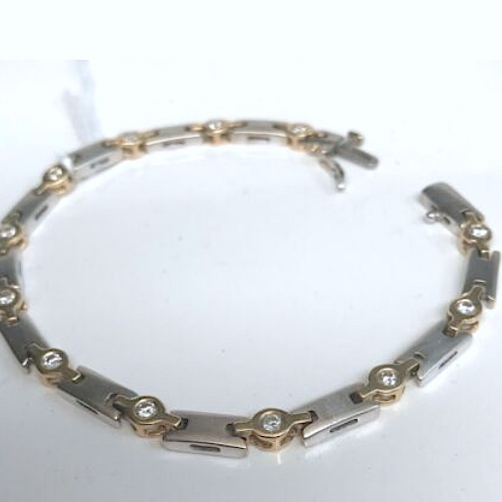 14kt White & yellow Gold Diamond Tennis Bracelet 0.50ct G VS
